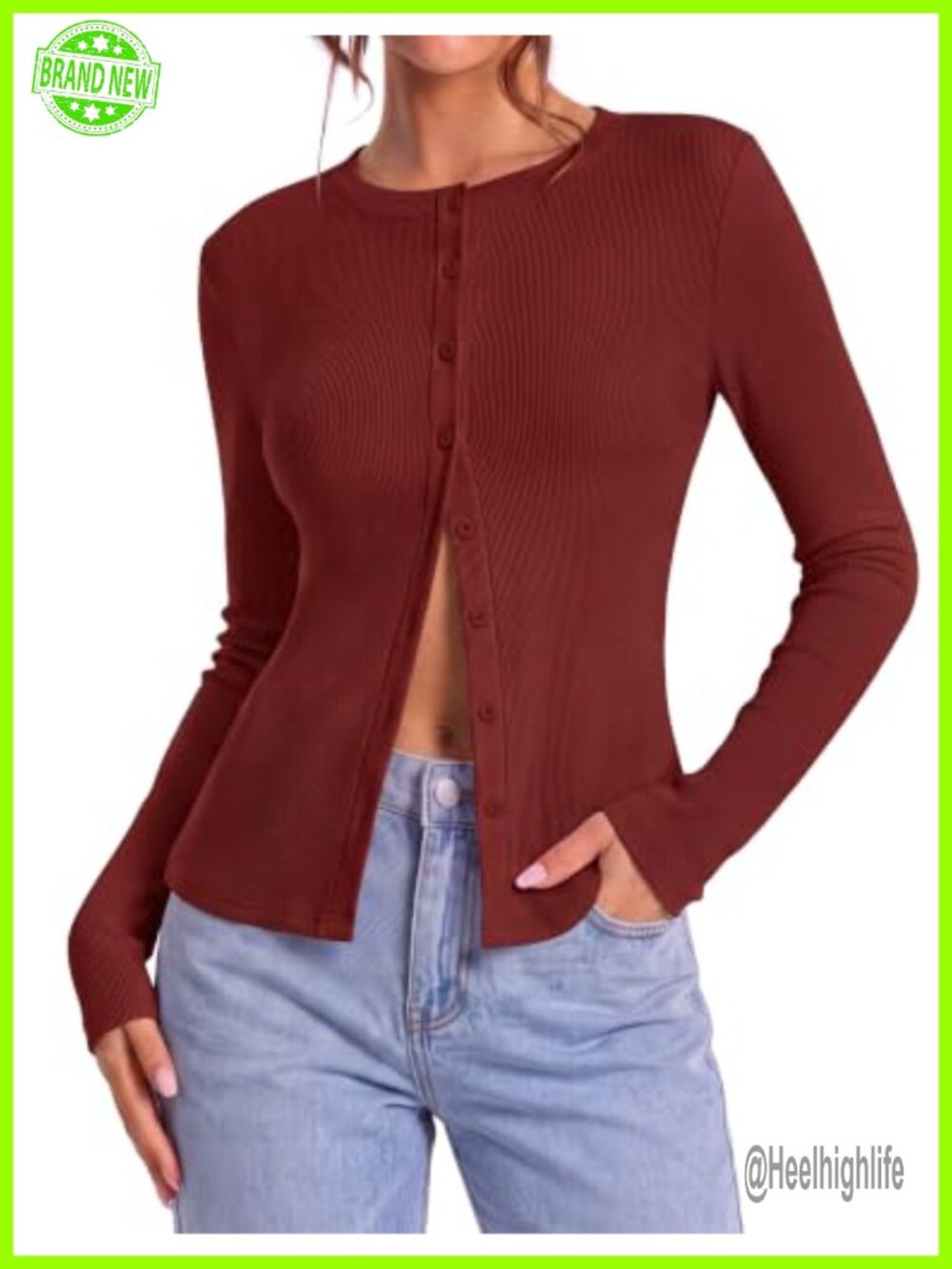 Slim Fit Ribbed Knit Long Sleeve Button Cardigan Sweater